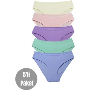 ALYA UNDERWEAR Kız Çocuk - Garson Pamuklu Kumaş Renkli Slip Külot 5'li Paket.