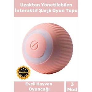 Özel Uzun Süre Dayanıklı Silikon 3 Modlu Otomatik Kumandalı Interaktif Kedi Köpek Şarjlı Oyun Topu