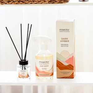 2 Li Set Dark Amber Çubuklu Oda Kokusu 120 ml & Oda Spreyi 500 ml