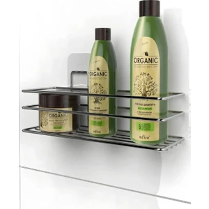 Yapışkanlı Banyo Şampuanlık Krom Yapışkanlı