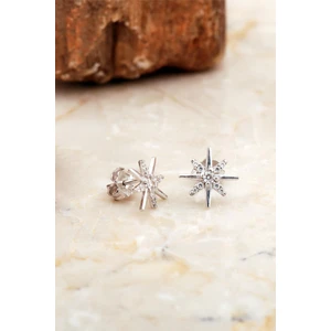 Sümer Telkari Kutup Yıldızı Mini Rodyumlu Gümüş Küpe 6917