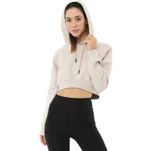 Storm Crop Kapüşonlu Kadın Sweatshirt Bej