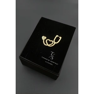 Tasarım Sentezi Broş Çelik Rozet Steteskop Gold Sağlık Hemşire Doktor Yaka Kıyafet Takı