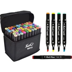 60 Renk Çantalı Çift Taraflı Marker Kalem Seti