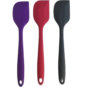 Bybirgül Yanmaz Yapışmaz Silikon Yassı Spatula ,hamur Sıyırıcı 3lü Set Mor+Kırmızı+Antr