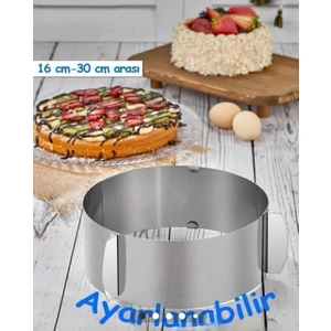 Kek ve Pasta Paslanmaz Yuvarlak Kelepçeli Ayarlanabilir Kek Kalıbı Çember