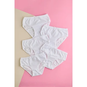 Kız Çocuk Fiyonklu 5 li Paket Slip Külot Beyaz