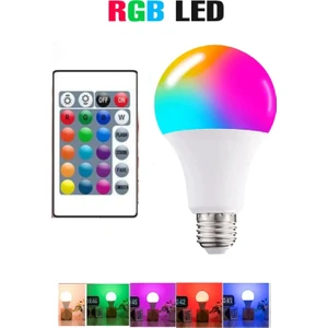 10 W Rgb Led Ampul Kumandalı Renk Değiştiren Ampul 16 Renk White E27 Duy 220 Volt