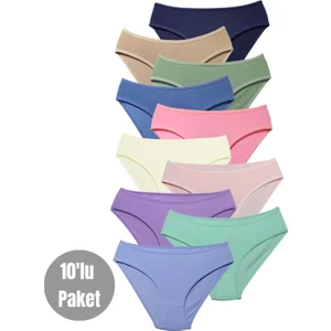 Alya Underwear Kız Çocuk - Garson Pamuklu Kumaş Renkli Slip Külot 10'lu Paket -  (8-9 Yaş, X16)