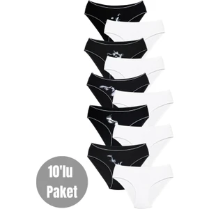 Alya Underwear Kız Çocuk - Garson Pamuklu Kumaş Renkli Slip Külot 10'lu Paket -  (3-4 Yaş, X17)