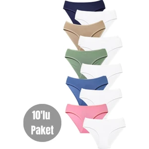 Alya Underwear Kız Çocuk - Garson Pamuklu Kumaş Renkli Slip Külot 10'lu Paket -  (3-4 Yaş, X19)