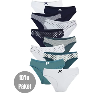 Alya Underwear Kız Çocuk - Garson Pamuklu Kumaş Renkli Slip Külot 10'lu Paket -  (8-9 Yaş, X23)