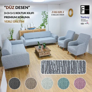 Jakarlı Düz Desen Esnek Kanepe kılıfı Tamıkı Koltuk Örtüsü 3+3+1+1 Yıkanabilir koltuk Kılıfı Kanepe Çekyat örtüsü Takımı Gri