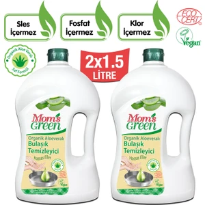 Mom's Green 2'li Set 1500 ml Organik Aloeveralı Elde Bulaşık Temizleyici 2x1500 ml