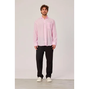 Flamlı Yazlık Pembe Gömlek
