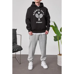 Tennis Club Siyah Kapüşonlu Sweatshirt