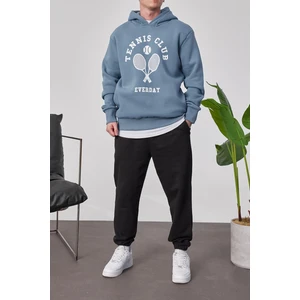 Tennis Club Mavi Kapüşonlu Sweatshirt