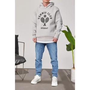 Tennis Club Gri Kapüşonlu Sweatshirt