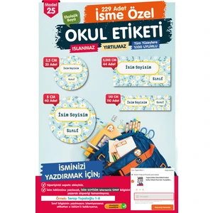 Tuğset Etiket Okul Etiketi Kalem Defter Etiketi Özel Isim Yazılabilen Etiket- Isim Etiketi
