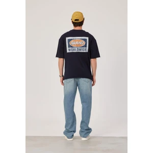 Brand Worldwide Baskılı Lacivert Tshirt