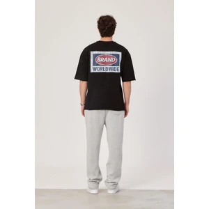 Brand Worldwide Baskılı Siyah Tshirt