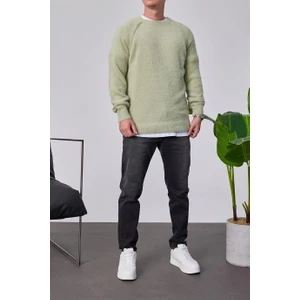 Bisiklet Yaka Yumuşak Dokulu Yeşil Kazak