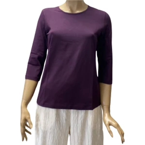 Mürdüm Kadın Bisiklet Yaka Yarım Kol  Pamuk Tişört