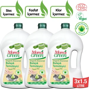 Mom's Green 3'lü Set 1500 ml Organik Aloeveralı Elde Bulaşık Temizleyici 3x1500 ml