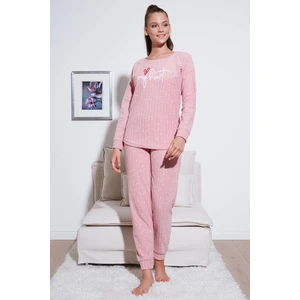 Standart Fit Bisiklet Yaka Pijama Takımı Bayan Pijama Takımı 6093735