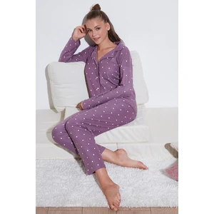 Streç Standart Fit Düğmeli Pijama Takımı Bayan Pijama Takımı 60956601