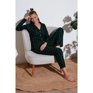 Streç Standart Fit Düğmeli Pijama Takımı Bayan Pijama Takımı 60956601