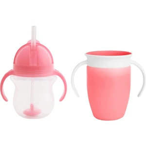 Tıklama Kilitli Uçlu Alıştırma Bardağı 6AY+,207ML,PEMBE +Munchkin Mucize 360° Alıştırma Bardağı, 6AY+, 207ML,PEMBE
