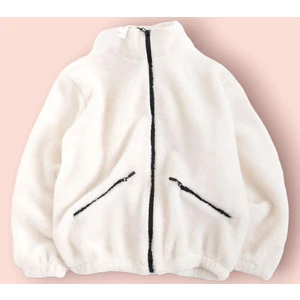 Fifty Color Peluş Wellsoft Dik Yaka Cepleri Fermuarlı Oversize Kesim Peluş Ceket