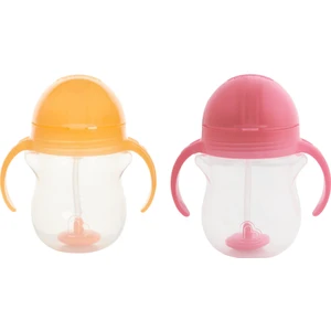 Tıklama Kilitli Uçlu Alıştırma Bardağı 6AY+207 ml ,turuncu ve Pembe