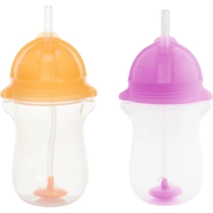 Tıklama Kilitli Uçlu Alıştırma Bardağı 12AY+296 ml ,turuncu ve Mor