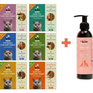 Kediler Için Kito Fresh Tanışma Paketi + Kito Balık Yağı 200 ml ( Kedi ve Köpekler için Omega 3 & 6 İçerikli Deri ve Tüy Sağlığı Destekleyici Balık Yağı)