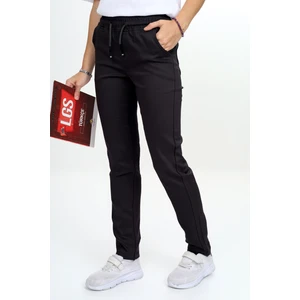 Kız/erkek Çocuk Unisex Pamuklu Gabardin Beli Lastikli Siyah Okul PANTOLONU-PNT-0023