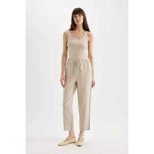 Jogger Keten Kumaş Pantolon Cepli Yüksek Bel Kısa Paça C7683AX24SM