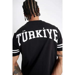 Standart Fit Hakim Yaka Türkiye Baskılı Sporcu Kısa Kollu Tişört D5263AX24SM