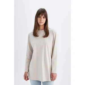 Regular Fit Bisiklet Yaka Basic Düz Uzun Kollu Tişört Tunik C9609AX24SM