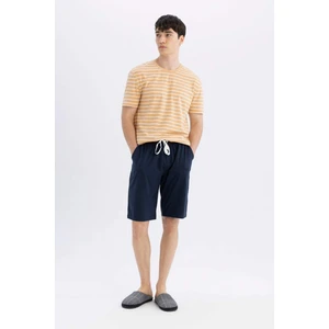 Regular Fit Pijama Takımı Çizgili Kısa Kollu Üst Beli Bağcıklı Şort A3061AX24SM