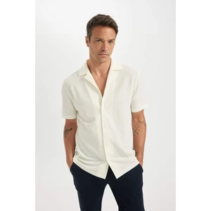 Modern Fit Polo Yaka Dokulu Penye Kısa Kollu Gömlek C4125AX24SM