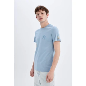 Slim Fit Dar Kesim Bisiklet Yaka Baskılı Kısa Kollu Tişört C3946AX24SM