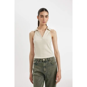 Slim Fit Dar Kesim Polo Yaka Fitilli Kaşkorse Atlet Y0324AZ24SM