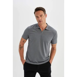 New Regular Fit Fermuarlı Kısa Kollu Polo Basic Tişört C5586AX24SM