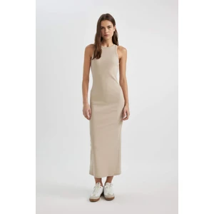 Bodycon Halter Yaka Fitilli Kaşkorse Maxi Kolsuz Elbise A4828AX24SM