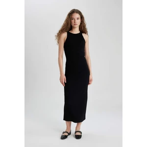 Bodycon Halter Yaka Fitilli Kaşkorse Maxi Kolsuz Elbise A4828AX24SM