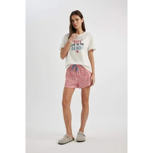 Fall in Love Pijama Takımı Regular Fit Bisiklet Yaka Baskılı Kısa Kollu Üst Beli Lastikli Şort Alt C1740AX24SM