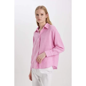Oversize Geniş Kalıp %100 Keten Uzun Kollu Gömlek Z6638AZ24SP