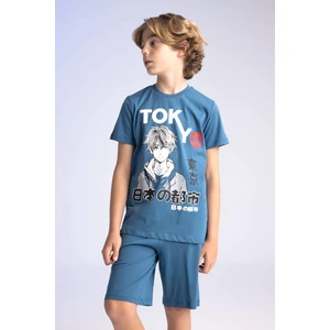 Erkek Çocuk Pijama Takımı Baskılı Kısa Kollu Üst Şort C2783A824SM